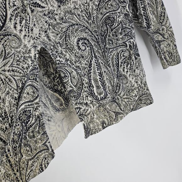 Zadig & Voltaire Ruby Sweater Top Merino Wool Metallic Paisley Split Hem Size S - Picture 4 of 7